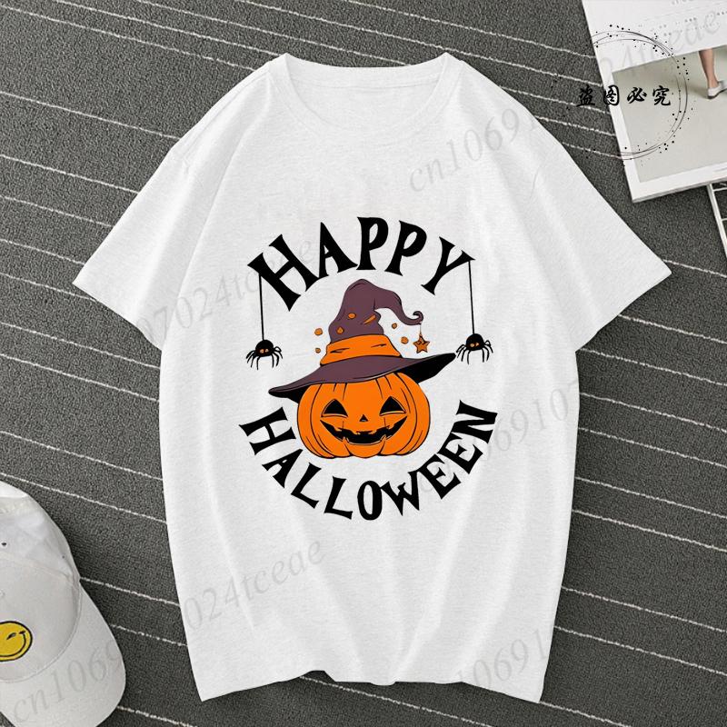 Womens Short Sleeve T Shirt Happy Halloween Pumpkin Graphic Festive Stylish Casual Top Spooky Season Clothes Women Clothing