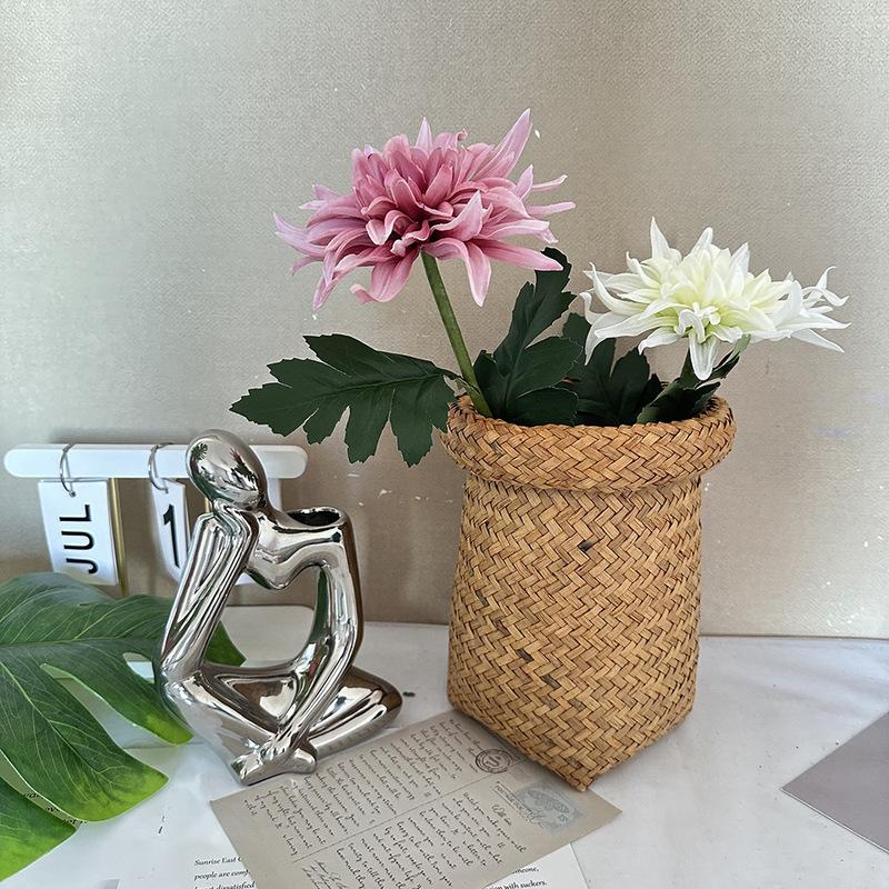 5pcs Large Dahlia Artificial Flower Real Touch Fake Chrysanthemum Lifelike Flower Stems for Wedding Home Floral Arrangement