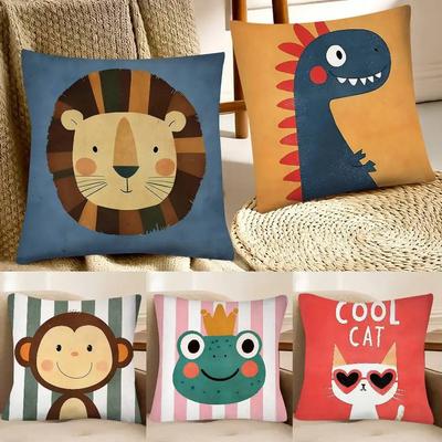 Funny Animals Lion Frog CUTE CAT Pillow Case Square Pillow Bedroom Sofa Leisure Comfort Cushion Car Home Decoration