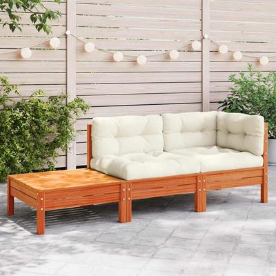 Vidaxl Garden Sofa With Cushions And Footrest, Solid Pine Wood