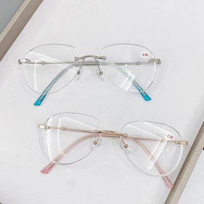 Fashionable and Versatile Frameless Anti-blue Light Glasses Internet Celebrity Xiaohongshu Trendy Couple Same Style Finished Myopia Glasses