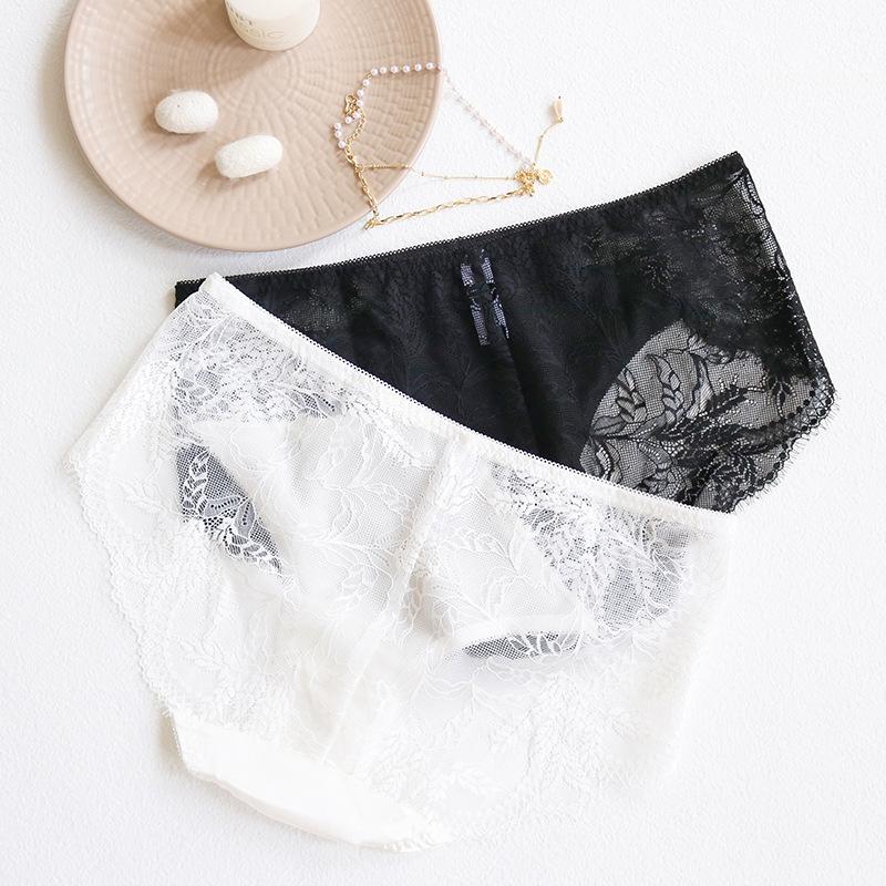 1 Pc Low Waist Sexy Lace Triangle Briefs Silky Smooth and High Elasticity Silk Home Underwear Briefs