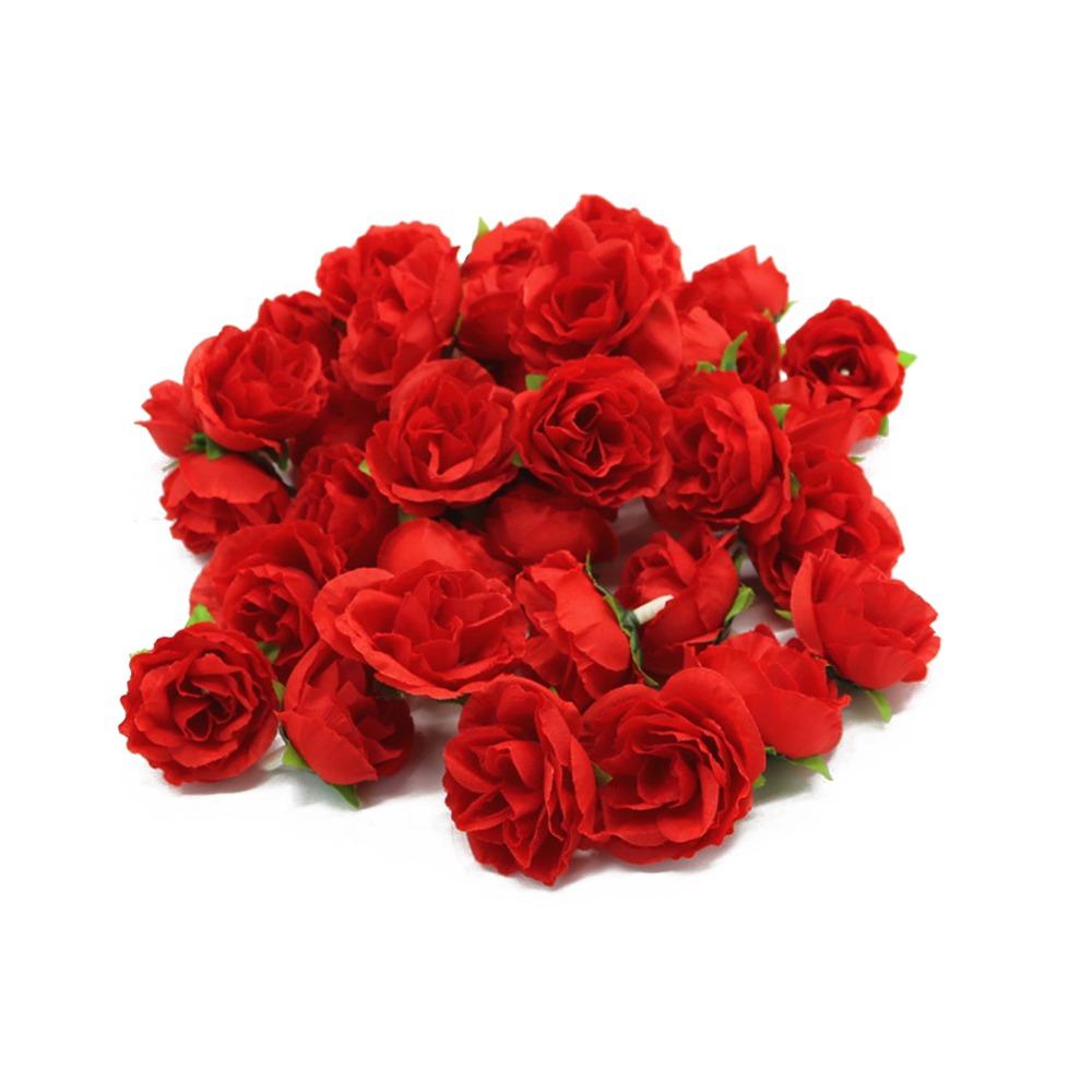 50pcs Silk Cloth Artificial Silk Rose Heads Blue White Red Rose DIY Craft Fake Rose 1.2in Decorative Simulation Rose