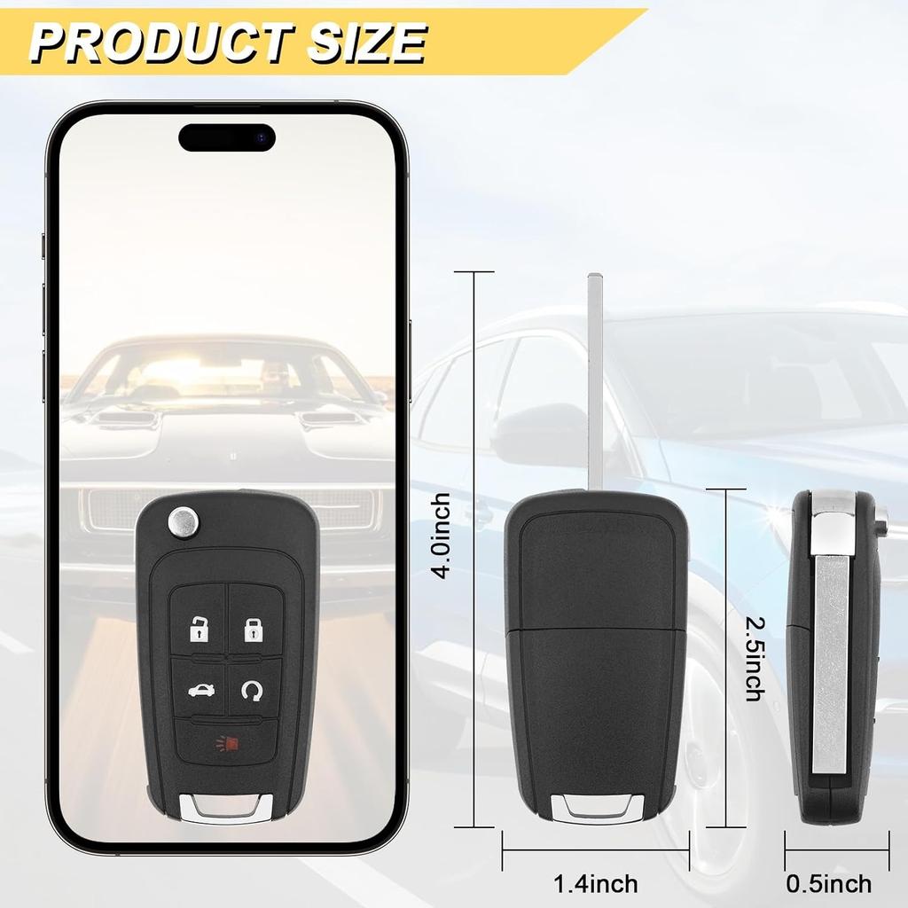 Key Fob for 14-19 Buick Encore/ 11-17 Regal/ 12-17 Verano/ 10-19 Chevy Equinox Camaro/ 11-16 Cruze Malibu/ 14-19 Impala/ 12-17 Sonic Keyless, 2Pcs