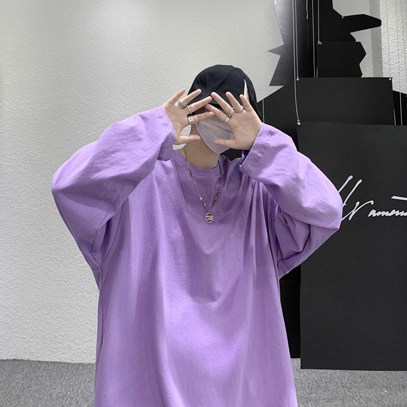2025 Spring Men Hip Hop Baggy T-Shirt Men Long Sleeve Fashion Tees Cotton Luxury Brand Tops Casual Solid Color Male Tops Tees
