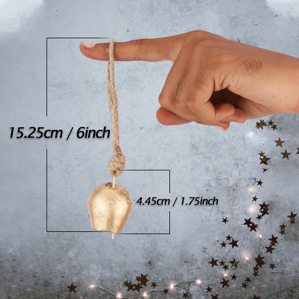 Clopoței aurii handmade cu 5 clopoței pentru carillioane de vânt rustice, materiale pentru capcane de vise boho și proiecte artizanale de Crăciun în stil fermă