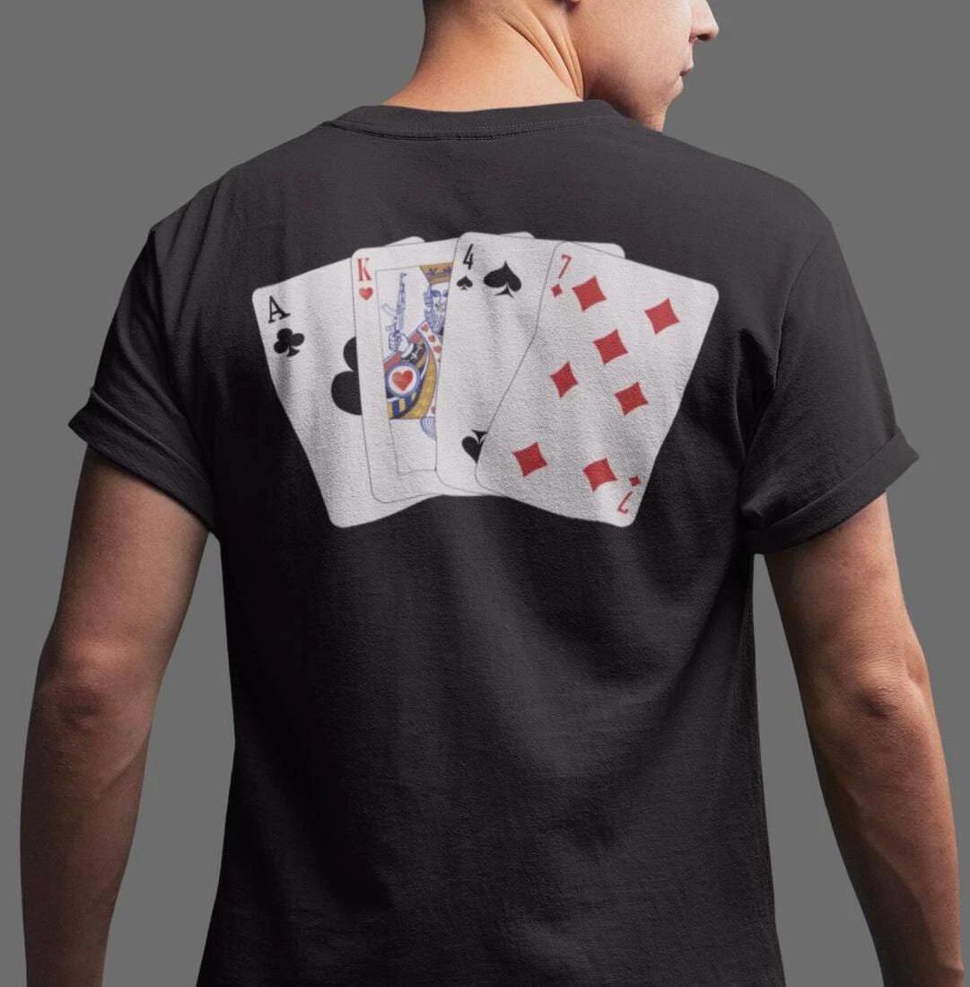 AK47 Poker Playing Cards Shirt, BACK PRINT AK-47 Shirt Kalashnikov Tee M