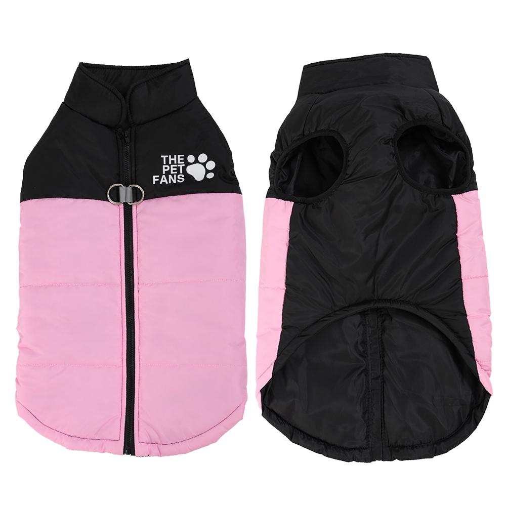 

Warm Pet Clothes for Winter Reflective Print Puppy Jacket For Large Dogs Pets With D-ring Waterproof Labrador Retriever Costume 2XL розовый