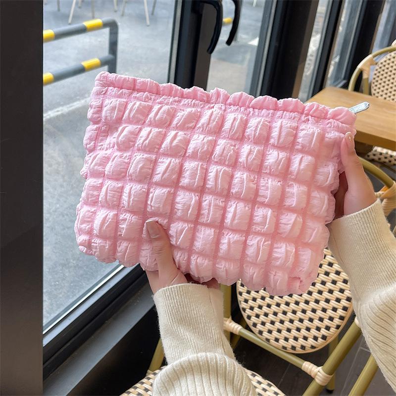 Cute Solid Color Bubble Cloud Makeup Bag Women's Cosmetic Bag Skincare Organizer Large Capacity Travel Toiletry Bag Pouch