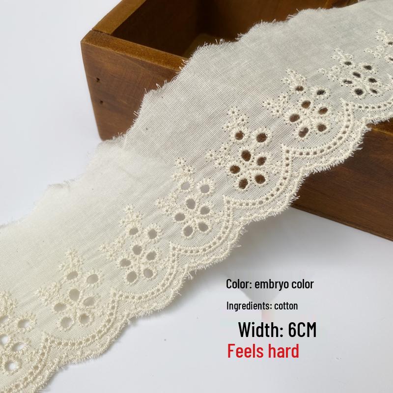 Exquisite Lace Trim: 13CM Wide Pure Cotton Fabric Edge with Embroidery for DIY Accessories