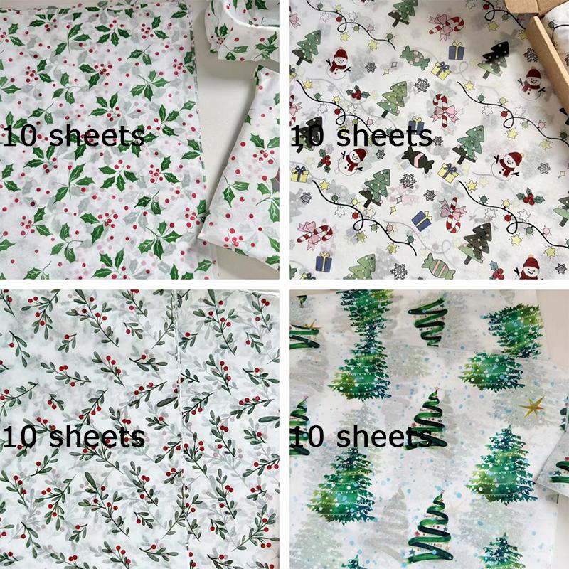 WTEMPO 40 Sheets 35*50CM Christmas Gift Wrapping Paper Christmas Series Pattern Printed Packaging Paper for Holiday Decorations and Gift Box Filling