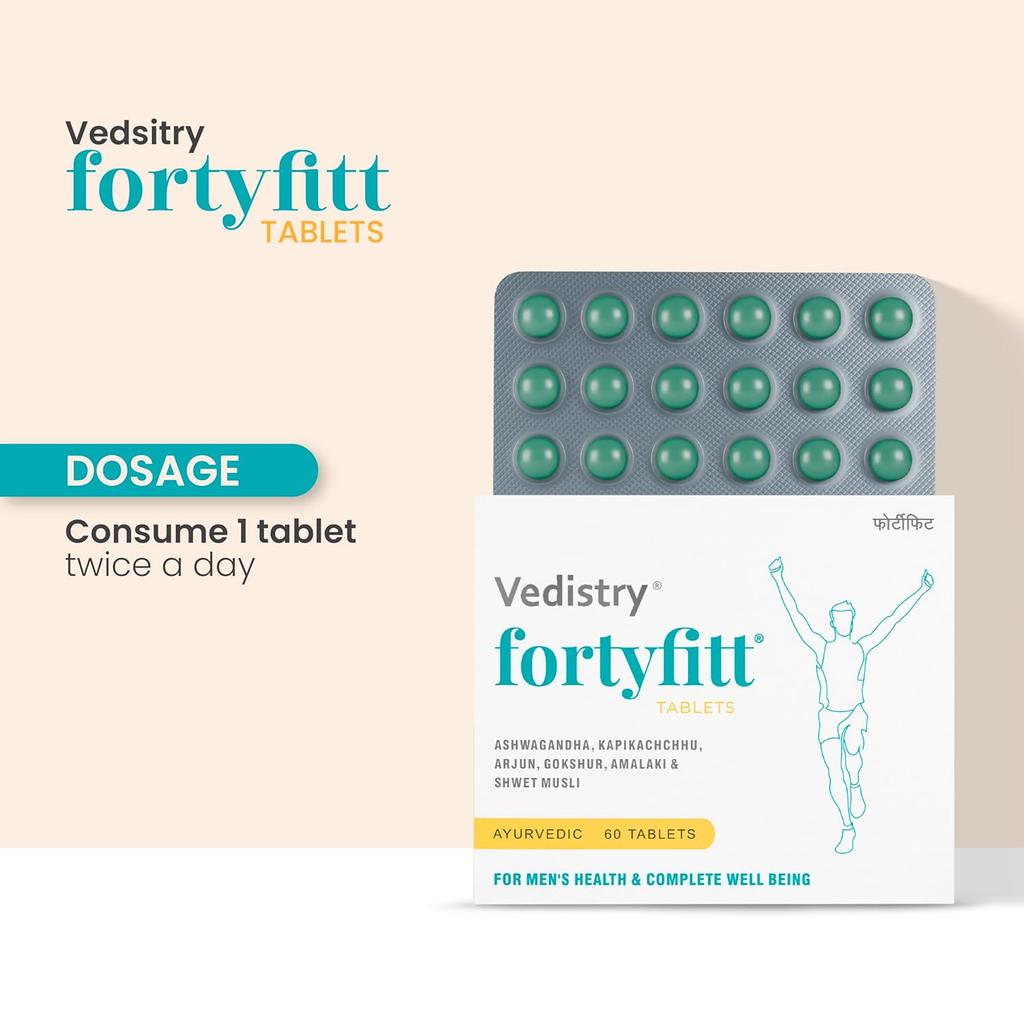 Vedistry Fortyfitt Tablets for Men 40+ | Boost Energy, Stamina, Immunity & Hormonal Balance – 60 Tabs