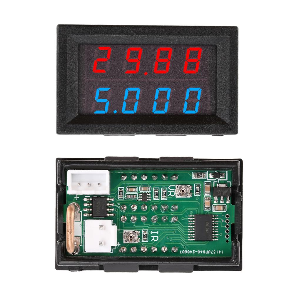 4 digit 5 wire mini digital voltmeter ammeter DC 100V 200V 10A Voltmeter Ammeter Dual LED display
