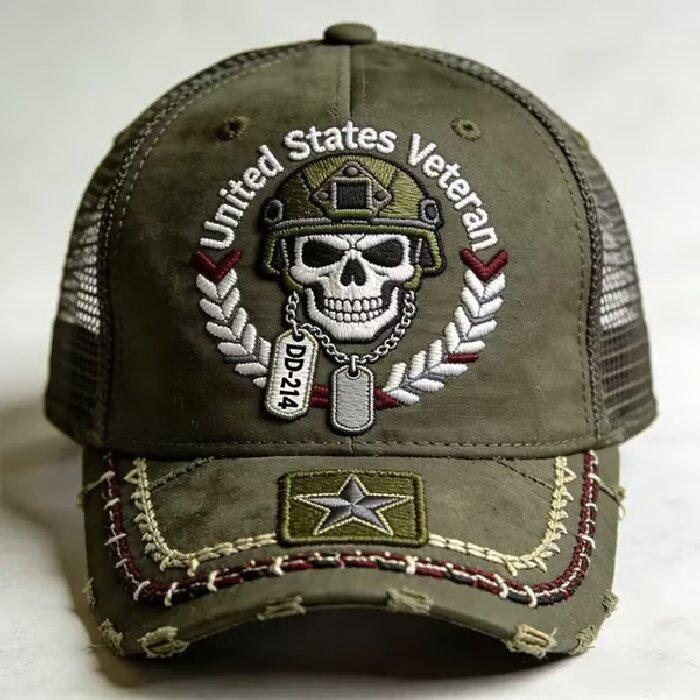 New American Veterans Embroidered Baseball Cap DD Act Old Ripped Wind Men's Sun Hat