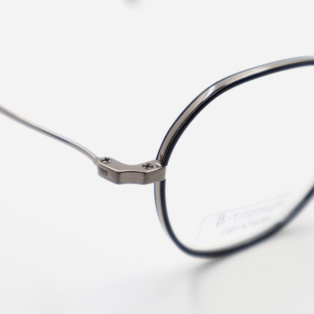 Alloaiweeo [Nose Saddle] Al8205 1811M Nose Saddle Titanium Octagon Black/Silver Eyeglass Frames
