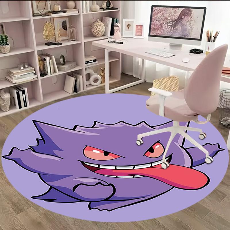 1pc Gengar2 Print Round Carpet Chair Round Carpet Suitable for Bedroom Living Room Home Decorative Carpet