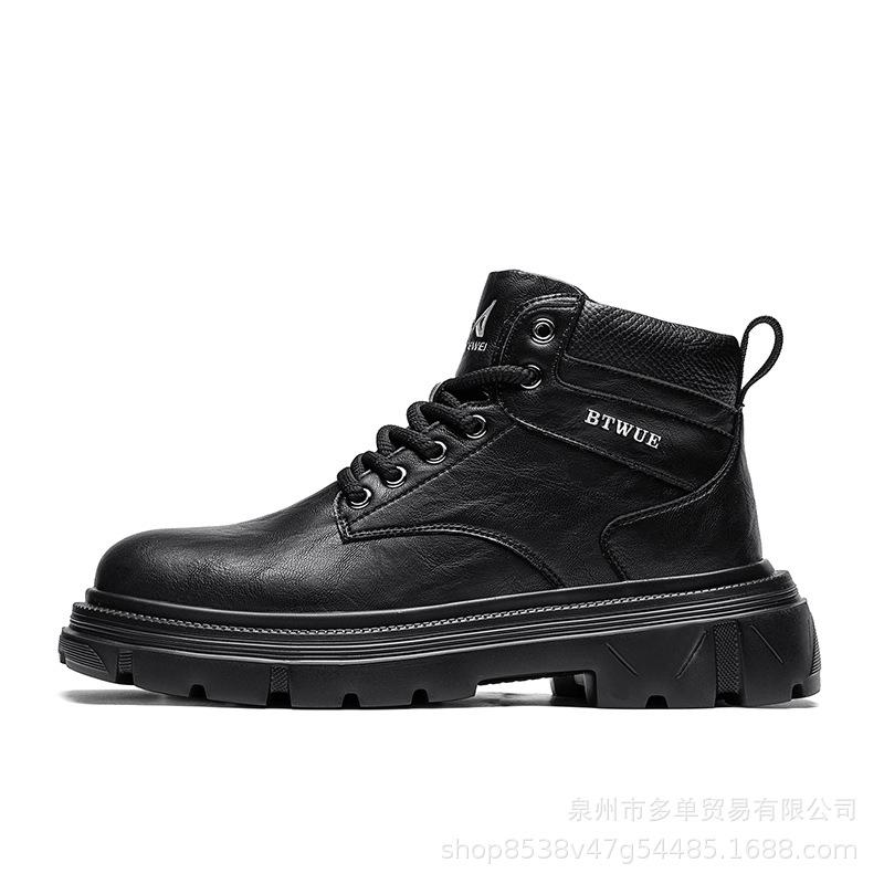 Martin boots new autumn and winter British high-top lace-free casual sports retro leather shoes