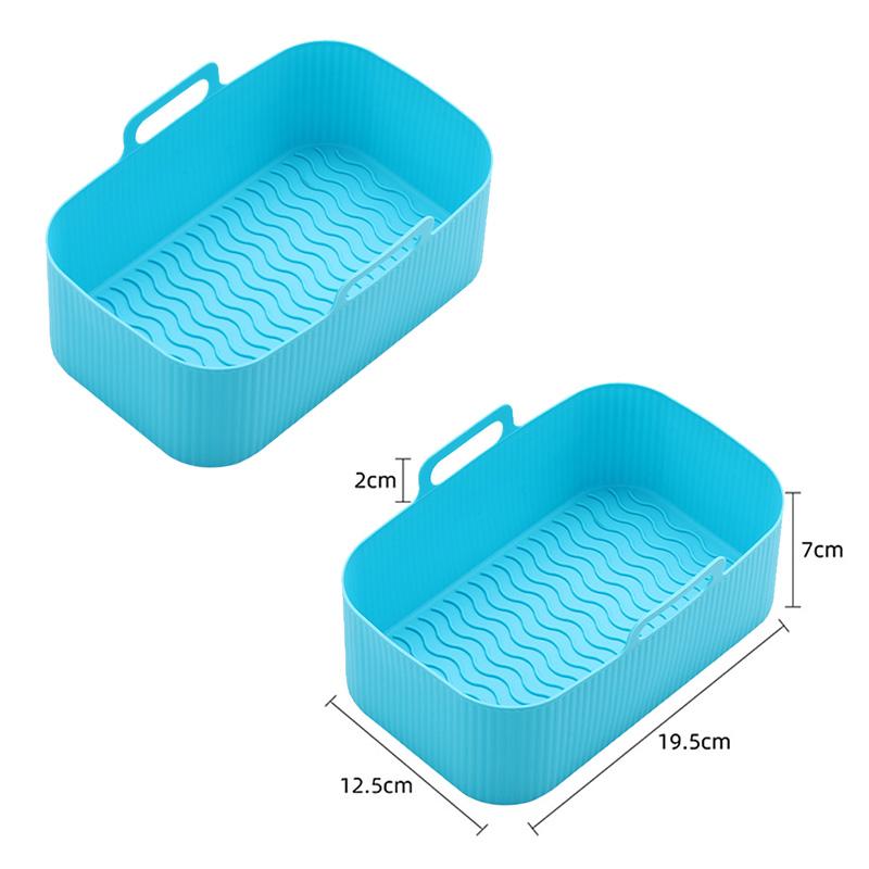 19.5x12.5x7cm Reusable Airfryer Silicone Basket Air Fryer Oven Baking Tray Rectangle Non Stick Air Fryer Basket Kitchen Tools
