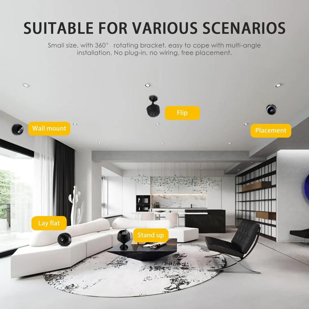 Original A9 mini camera CCTV Camera Connect To Cellphone With Voice 1080P HD Webcam Mini IP Camera 360°clear night vision cctv camera no need