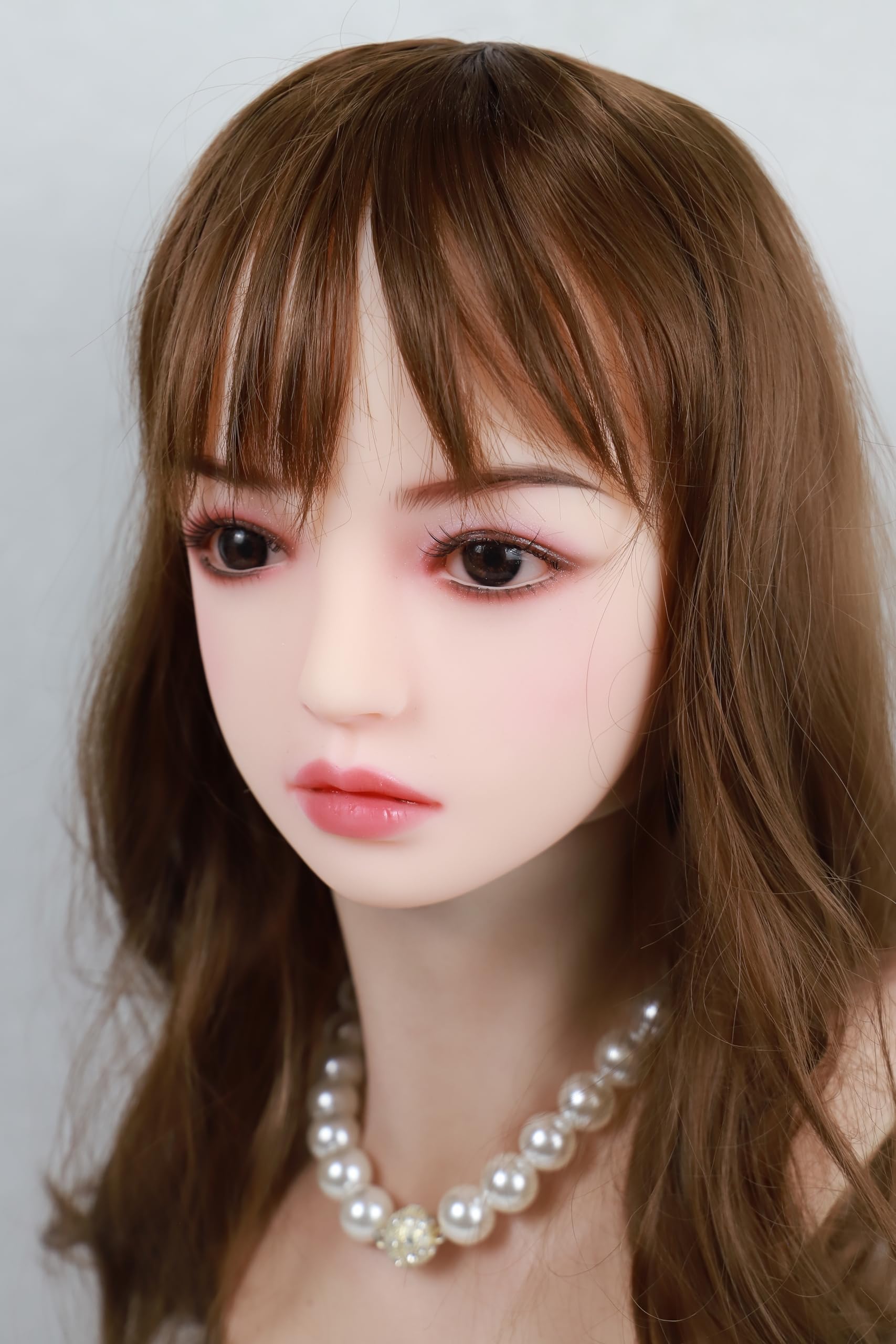

High-quality TPE figure head only, wig type, two connection methods, wig type #213 - Brown Curl (stand not included)