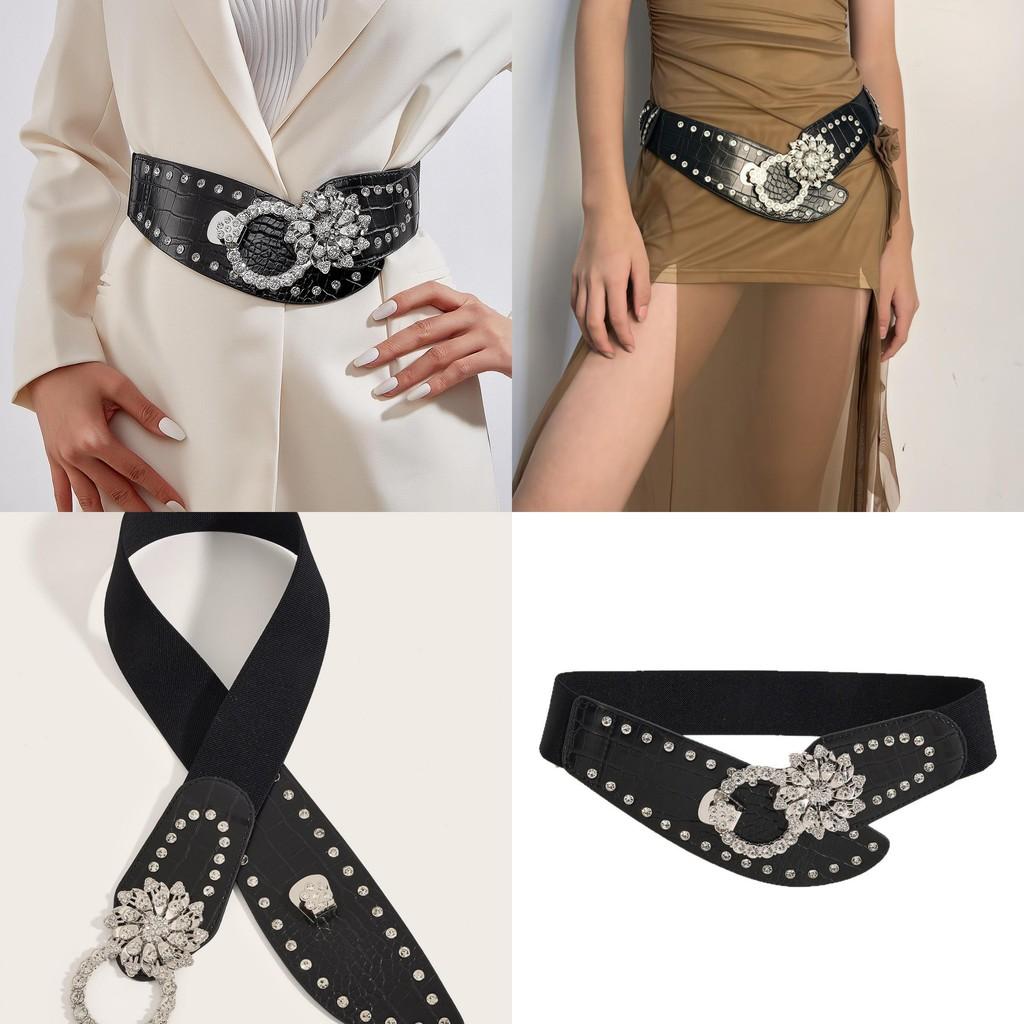 Trendy Spring Metal Waist Belt With Sparkling Water Digger Buckle For Women Fashion