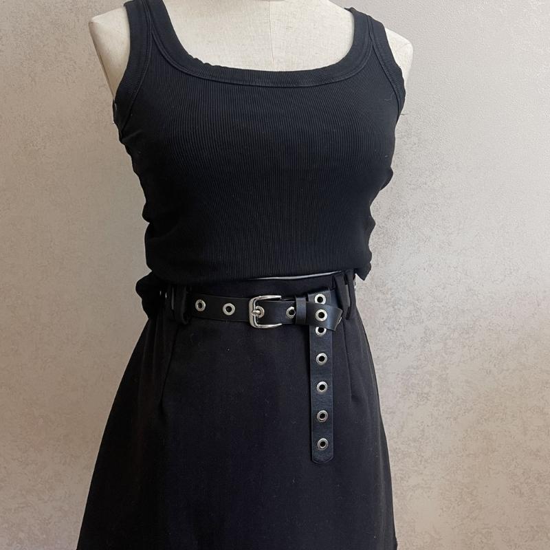 Punk PU Belt Adjustable Waistband with Large Eyelets For Casual and Formal Outfit Waist Strap for Women Teens