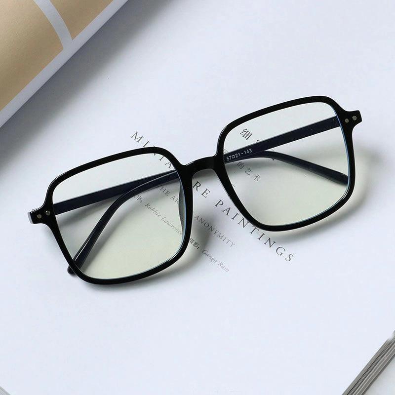 Retro square glasses with the same personality thick-edged flat mirror plain large-frame glasses tide