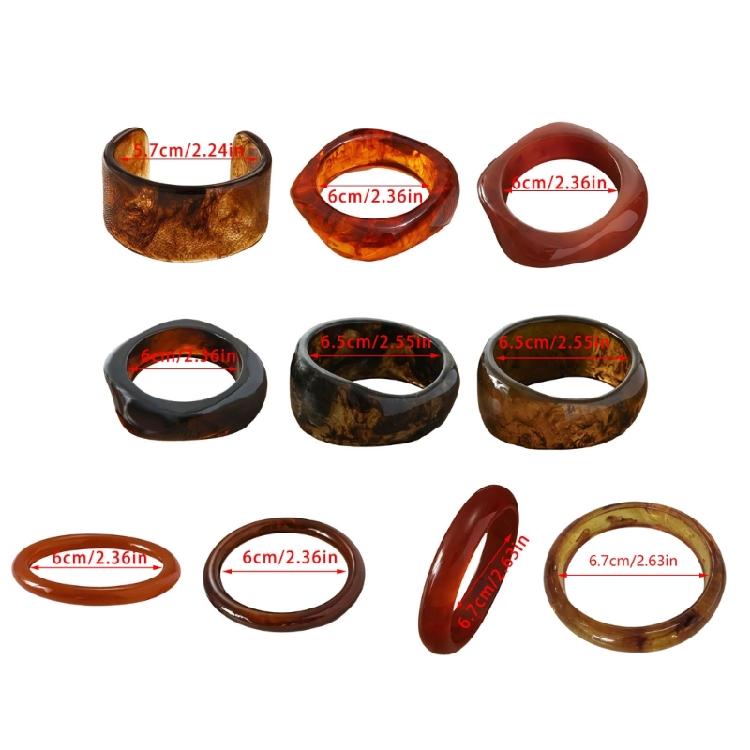 Damskie Bransoletki Żywiczne Szerokie Kolorowe Geometryczne Nieregularne Bransoletki Opaska na Nadgarstek z Żywicy Otwarta Bransoletka Bransoletki na Każdą Okazję