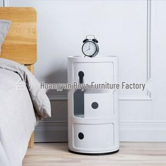 Compact Modern Round Bedside Table with Multifunctional Storage