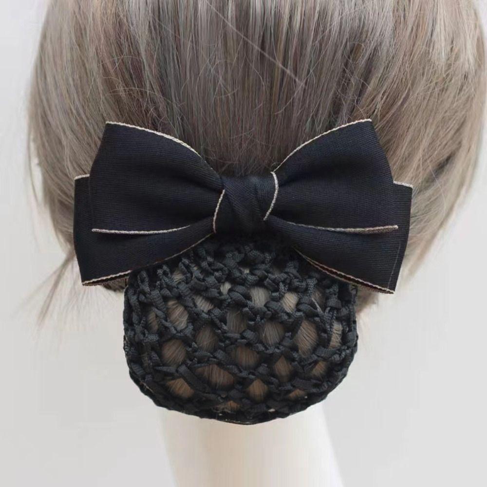 Headwear Bowknot Spring Clip Korean Style Hair Net Cover Elegant Nurse Hair Clip  Office