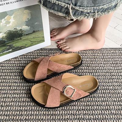 One-word Casual Outer Wear Beach Shoes Boken Platform Cool Slippers Women's Summer and Autumn 2025 New Cross Belt Buckle