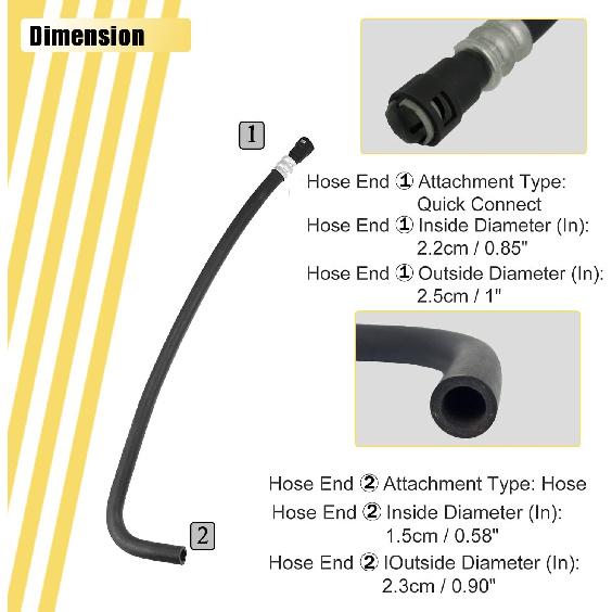 HVAC Engine Heater Inlet Hose Engine Heater Supply Hose For Select Cadillac/Chevrolet/GMC Models With Two Connectors Replace 15145587 15051852