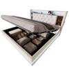 Letto imbottito con contenitore 180 × 200 cm, Letto in velluto con testiera multifunzionale, Illuminazione a LED, 2 Porte USB e Type-C, Idraulico, Beige