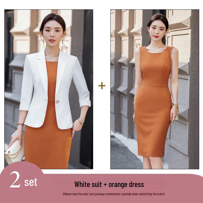 

Женский осенний белый костюм с юбкой - профессиональный и повседневный маленький пиджак 5XL