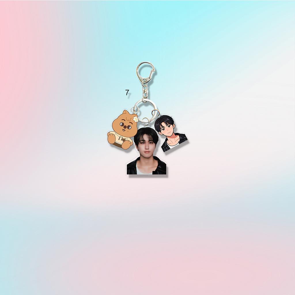 8pcs Stray Kids Triple-Charm Acrylic Keychain Set, Kpop Member Photo + Matching Cartoon + SKZOO Character Bag Pendant, STAY Fans Collectible Accessory