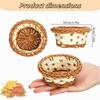 WTEMPO Round Mini Handmade Wicker Baskets Mini Round Baskets for Kitchen and Dining Display Decoration Gifts and Crafts Mini Picnic Baskets