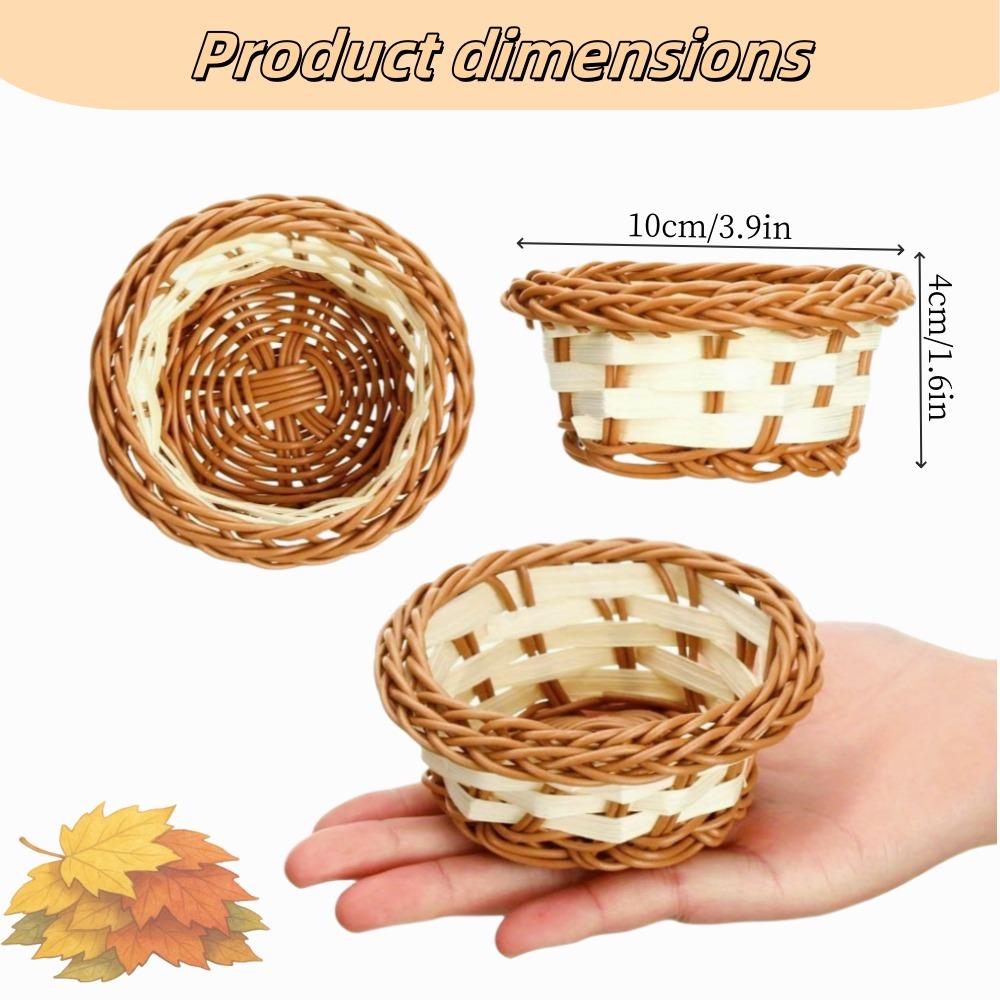 WTEMPO Round Mini Handmade Wicker Baskets Mini Round Baskets for Kitchen and Dining Display Decoration Gifts and Crafts Mini Picnic Baskets