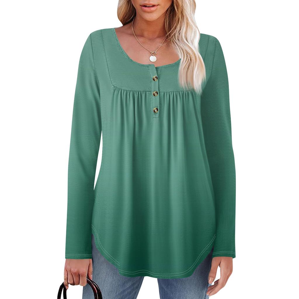 Γυναικεία Μπλούζα Τούνικ Μακρυμάνικη Φαρδιά Μπλούζα Καθημερινή Oversized Μπλούζα Πλισέ Τούνικ Κουμπωτή Καθημερινή Γυναικεία Μπλούζα με Μοτίβο