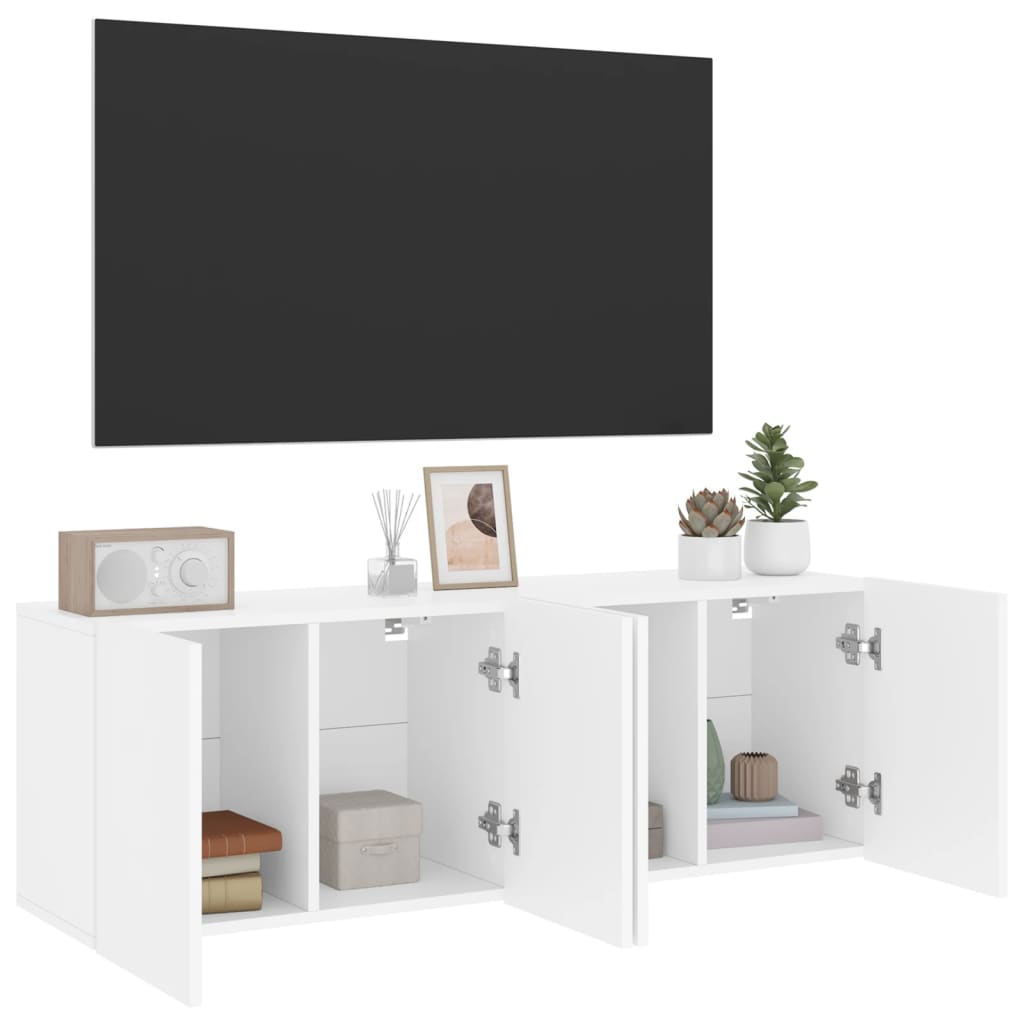 TV Wall Cabinets 2 Pcs White 60 X 30 X 41 Cm