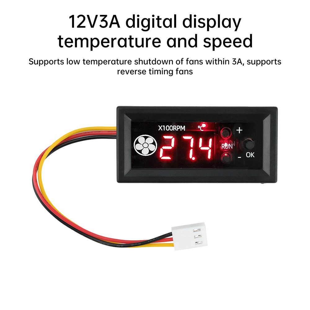4 Wire PWM Fan Temperature Speed Controller 12V 3A Digital Display Temperature Speed Chassis Noise Reduction Low Controller