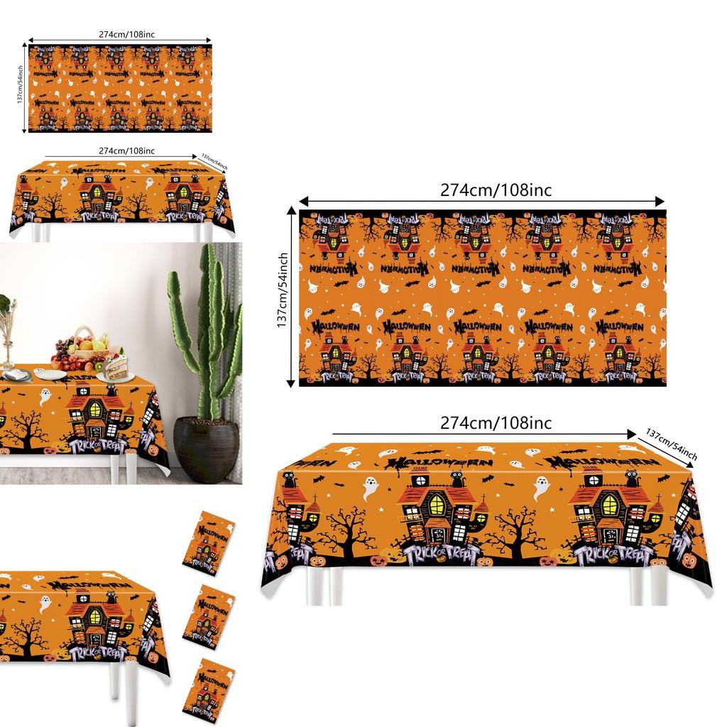 Halloween Disposable Tablecloth With Ghost And Castle Print For Party Decor
