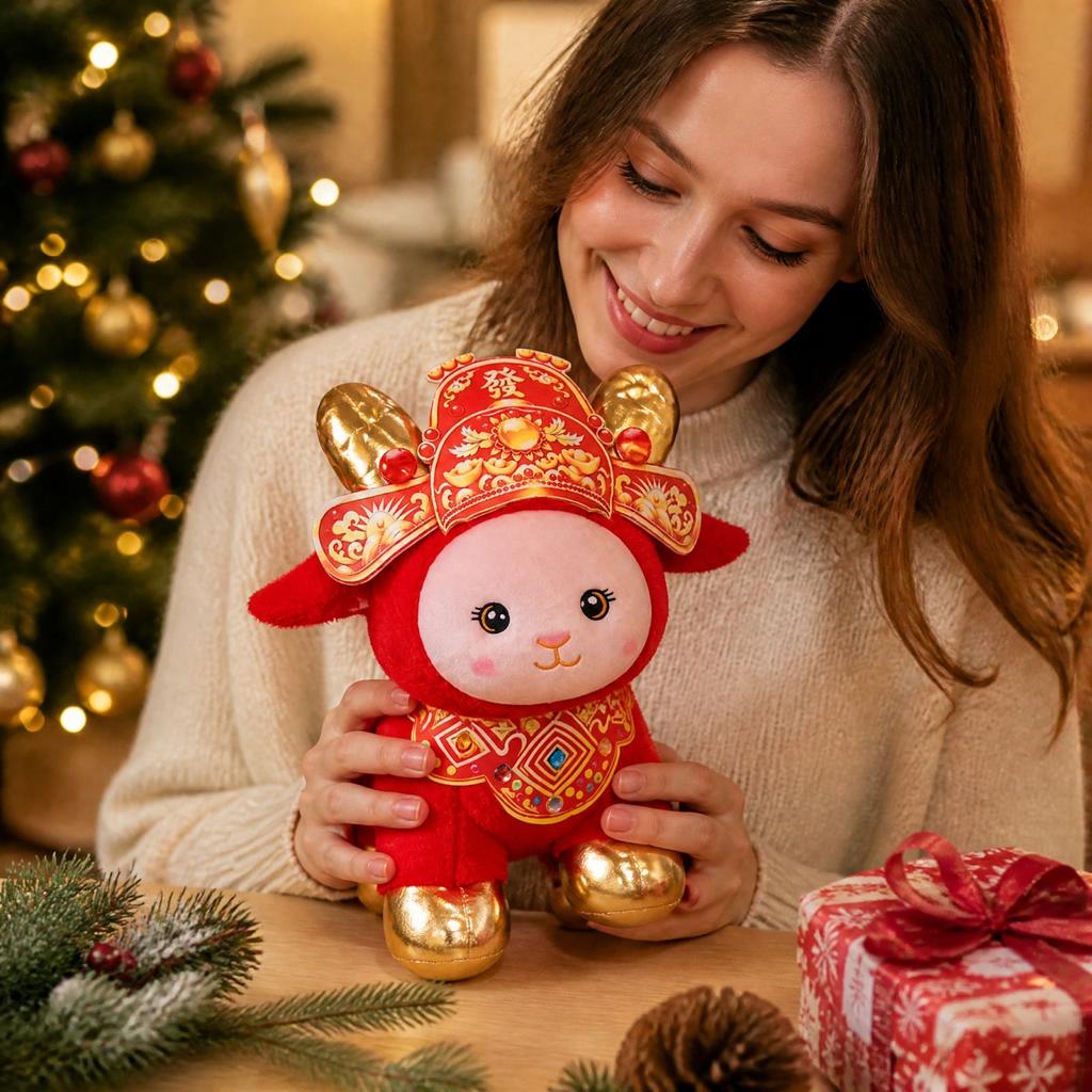 eep Year Mascot Plush Toy Bag Sheep Doll New Year Gift Doll