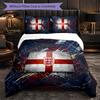 England Football Pattern 3 Pieces Bedding Set Soft Microfiber Duvet Cover with Pillow Cases for Bedroom