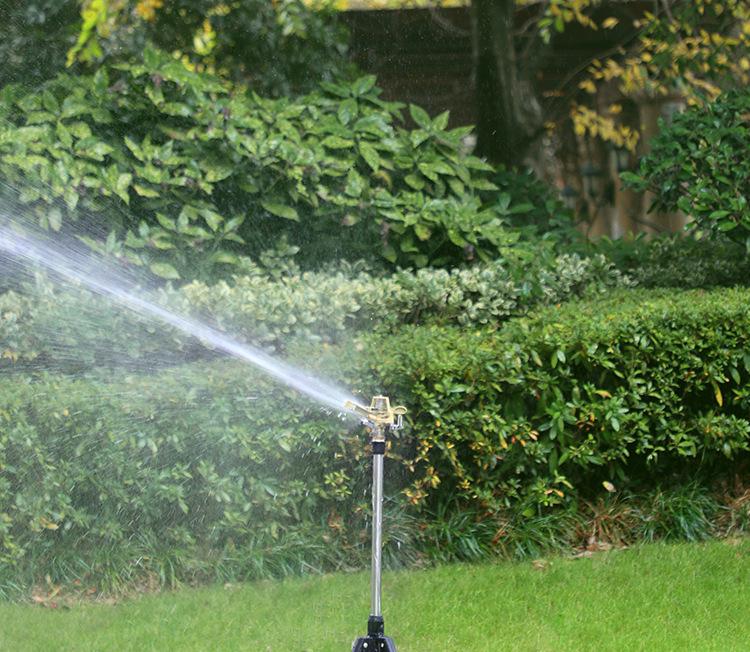 Automatic Rotating Lawn Sprinkler with Stainless Steel Tripod and Zinc Water Bird Design