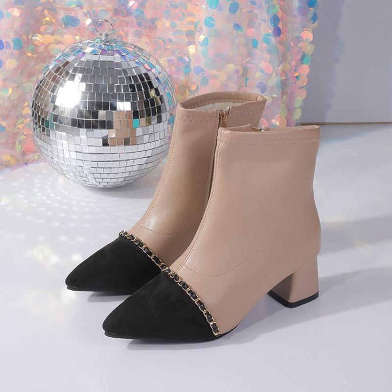 

Coarse Heel Martin Boots Autumn and Winter Skinny Short Boots Shoes Women s Chelsea Boots 43 абрикосовий