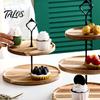 Cake Stand Snack Plate with Handle Removable Wooden Double Triple Tray Layers Tea Party Supplies Fruit