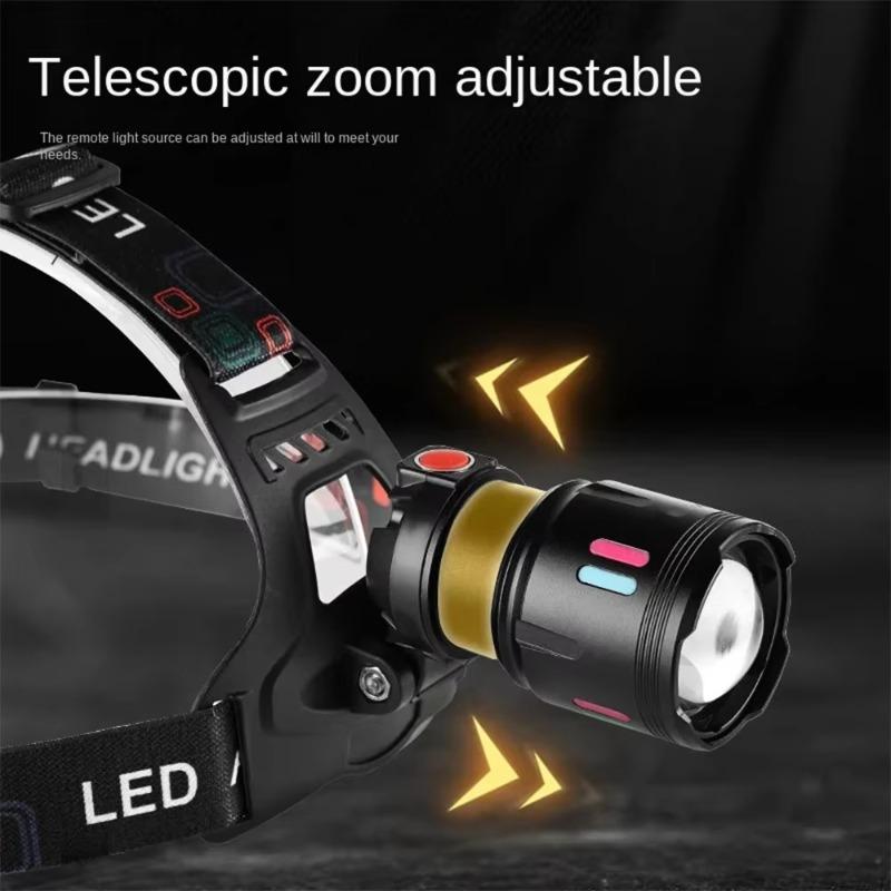 High-Power LED Headlight USB Charging Zoom Head Flashlight Waterproof Lantern Outdoor Camping Fishing Waterproof