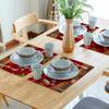 Of 4/6 Snowflake-Themed Christmas Table Mats Featuring a Red Santa Claus Design, Perfect for Decorating Your Dining Table During Festive Gatherings