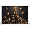 Black Christmas Tree Big Photography Background Golden Ball Shine Star Gift Photo Backdrops Baby Shooting Props Decor Photobooth