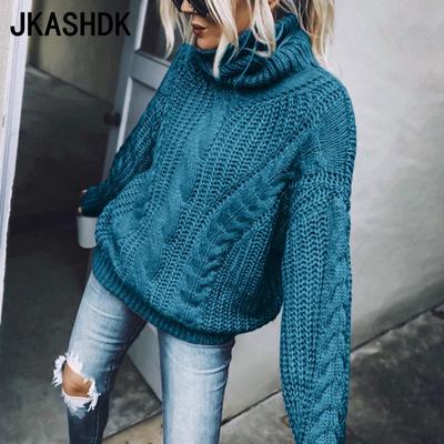 Moda damska Casual Jednolity kolor Nadruk Jesień Zima Długi rękaw Wysoki kołnierz Odzież damska Wełniane swetry